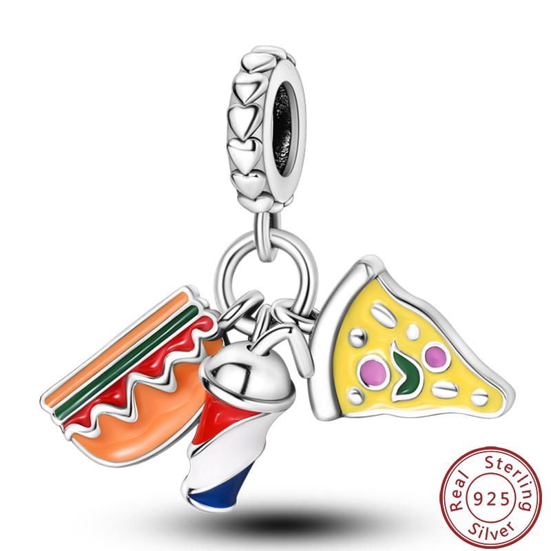 Dessert Afternoon Tea Series Copper Coffee Cake Pizza Fries Sweet Charms Beads 3Mm Diy Fine Jewelry Making