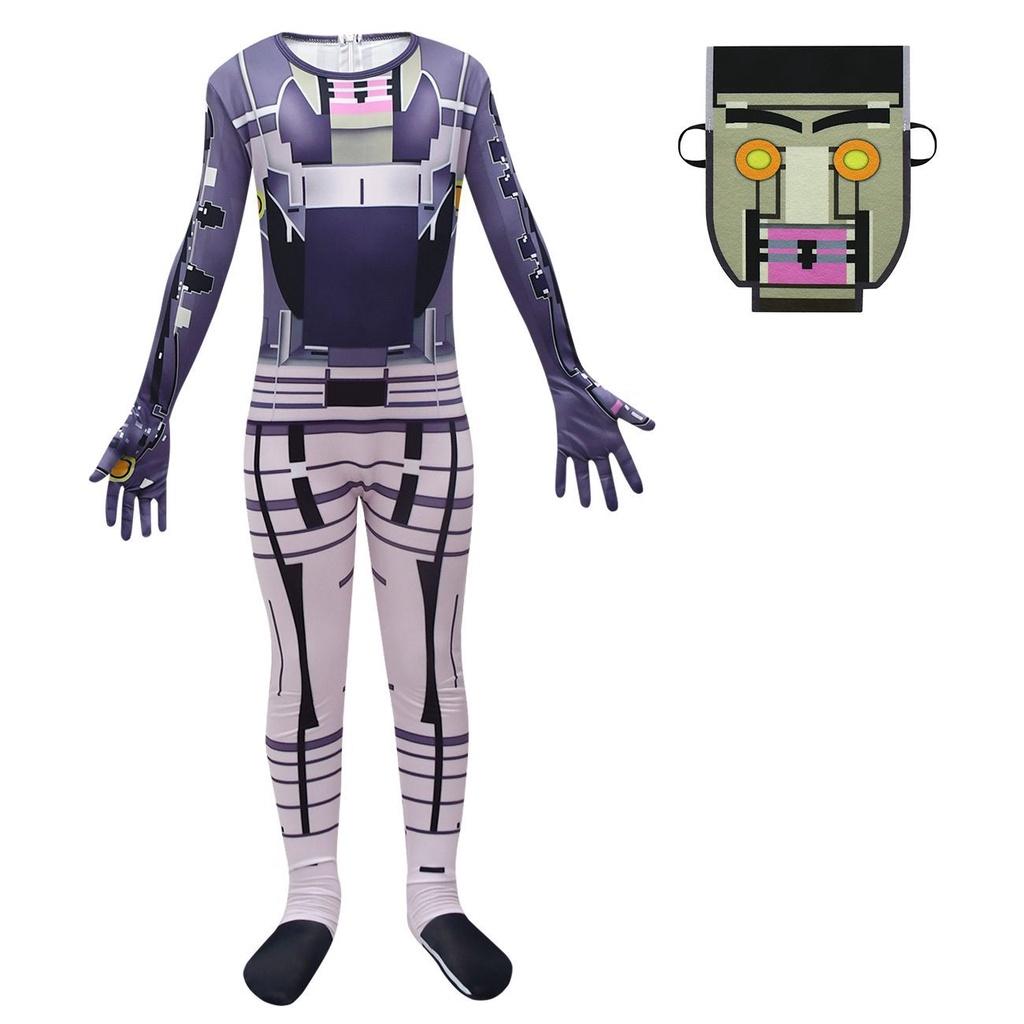 

Minecraft Cosplay Jumpsuit Tight Kids Halloween Party Game Role Playing Costume Fit Height 110cm/43.31in