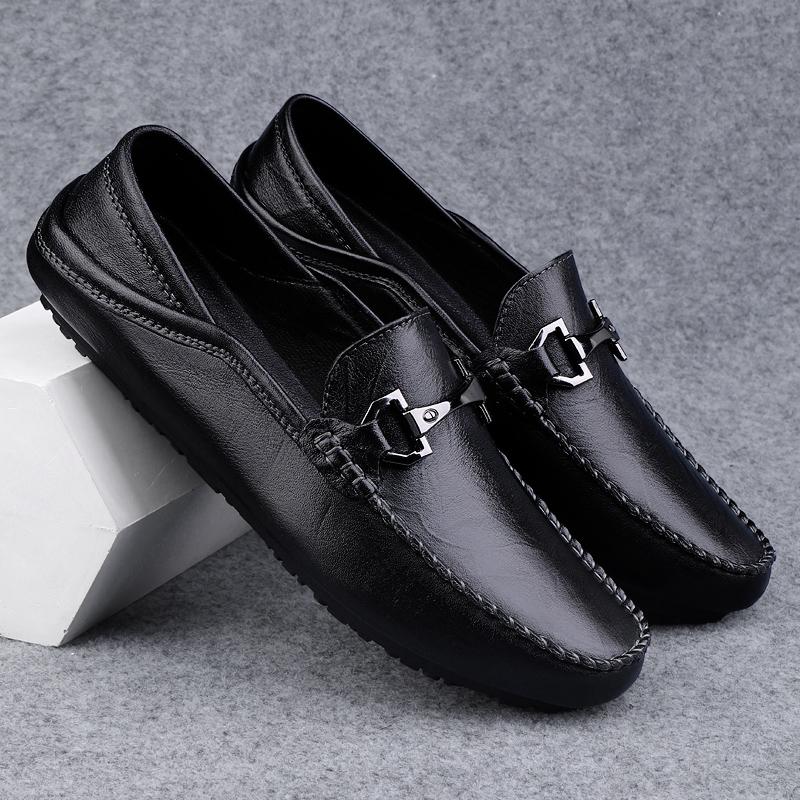 Genuine Leather Mens Flat Shoes Fashion Breathable Men Loafers Slip On Summer Shoes New Male Driving Shoes Comfy Man Moccasins