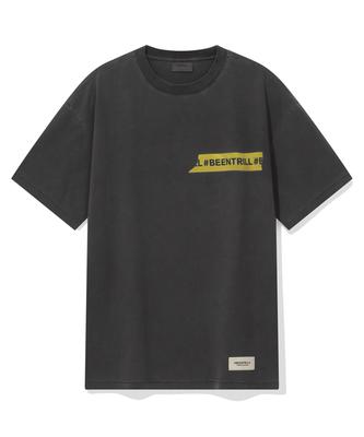 BEENTRILL Vintage Taping One-Point Dyed Short Sleeve T-Shirt (Black)