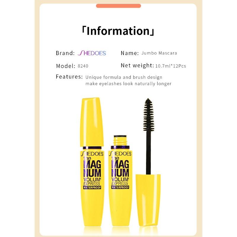 1PC popular yellow fat mascara waterproof, slender, curled and dense, natural and long-lasting, non-smudging