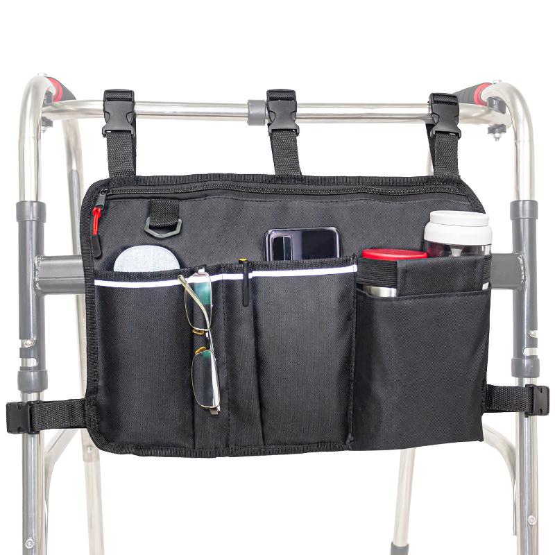Heavy Duty Wheelchair Organizer Side Bag for Electric Scooter Storage Hanging Pocket for Medical and Personal Items