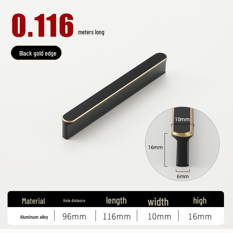 Round T-Type Black Wardrobe Door Handle with Gray, Gold, and Silver Edges