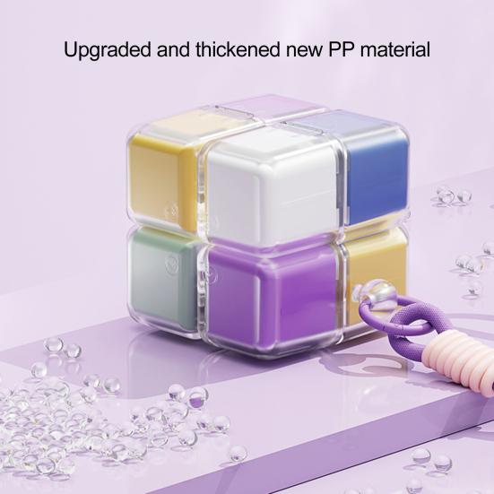 Cube Pill Box with Lanyard Portable 8-Cell Medicine Box Sealed Pill Dispenser Cube 7