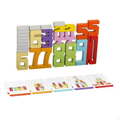 Blocos de Construção de Números de Madeira Matemática para Crianças Educacional Habilidade Motora Fina Jogo de Empilhar