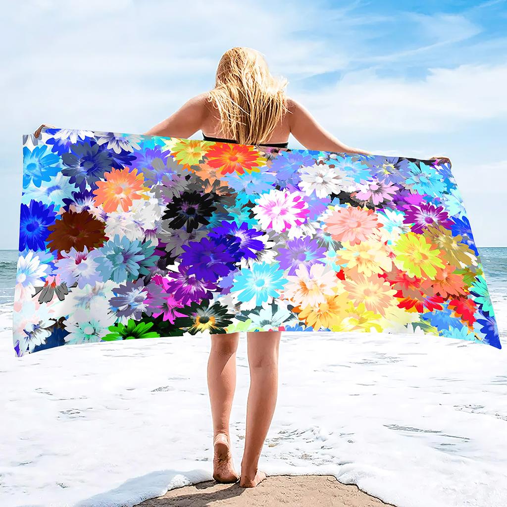 Bath Towel Boho Style Flower,Oversized Sand Proof Blanket Swimming Floral Flowers Bath Pool Towel for Travel Camping Yoga Sport