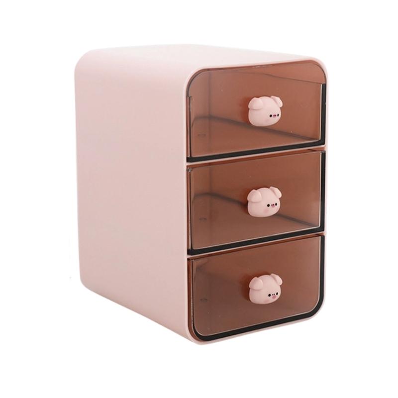 Lightweight Portable Desktop Organizer Easy Access Drawer Storage Container for Student and Professionals Use small розовый