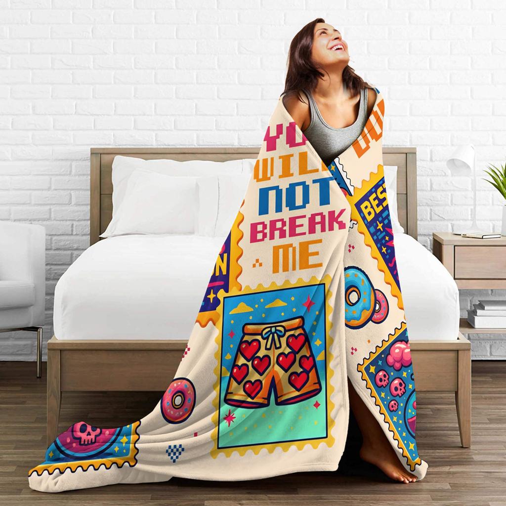 Dungeon Crawler Carl Stamp Poster Blanket Quality Cozy Throw Blanket Winter Plane Travel Bedroom Graphic Bedspread