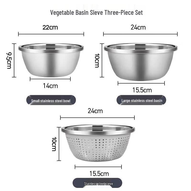 

Kangbahe 3-Piece Stainless Steel Bowl Set