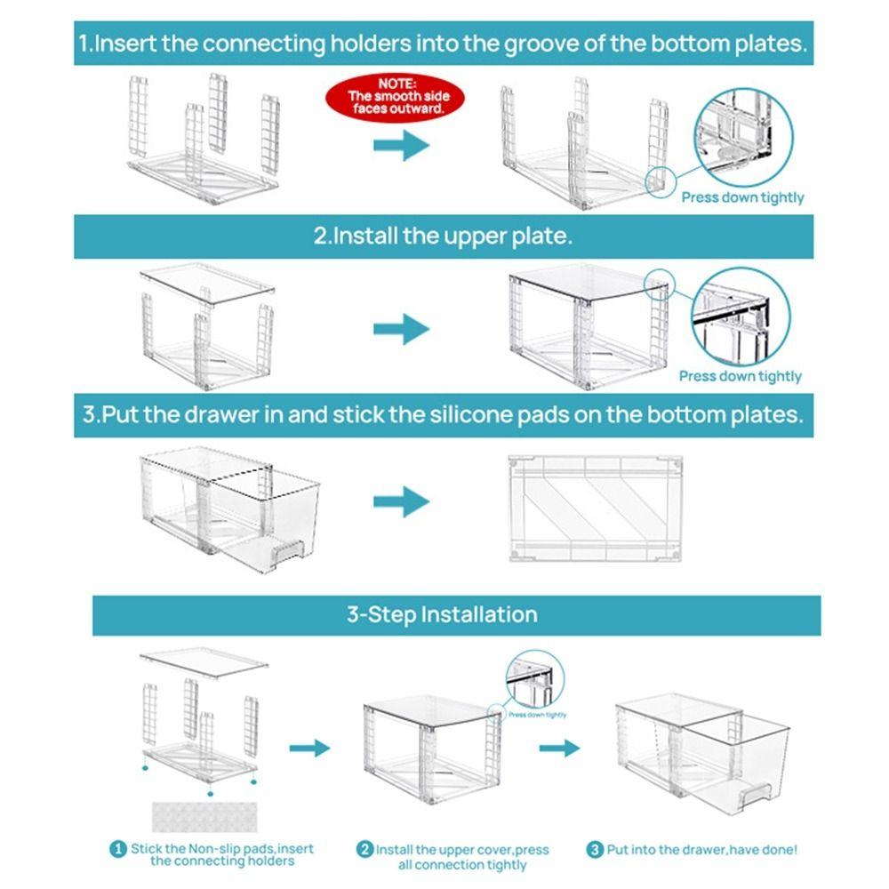 1/2pcs Transparent Stackable Storage Drawers 12 Inch Acrylic Drawer Organizers Kitchen