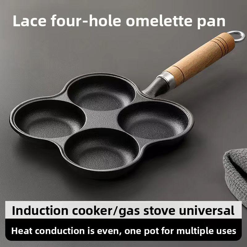 Cast Iron Hole Egg Pan Nonstick Breakfast Cooking Tool For Home Use Style A