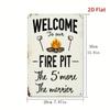 Welcome Camp Rustic Iron Wall Sign 20x30 cm, High Quality 2D Flat Metal Poster for Home