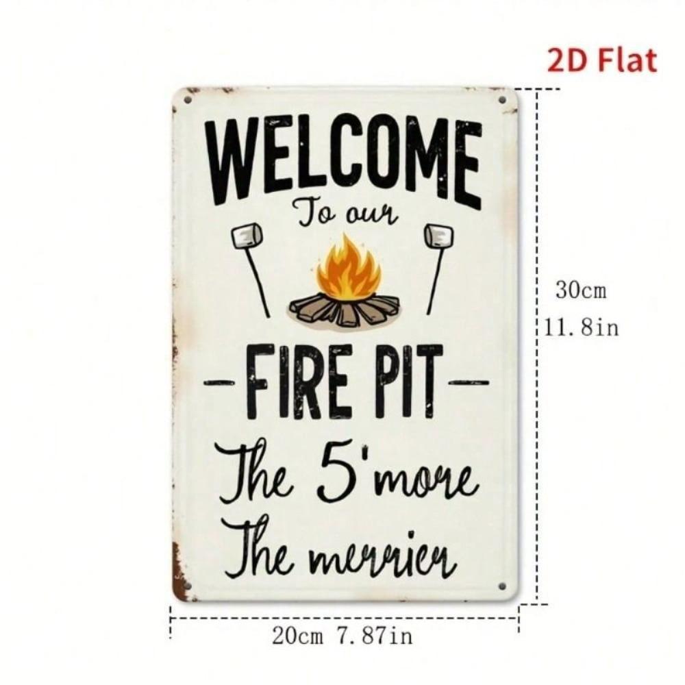 Welcome Camp Rustic Iron Wall Sign 20x30 cm, High Quality 2D Flat Metal Poster for Home