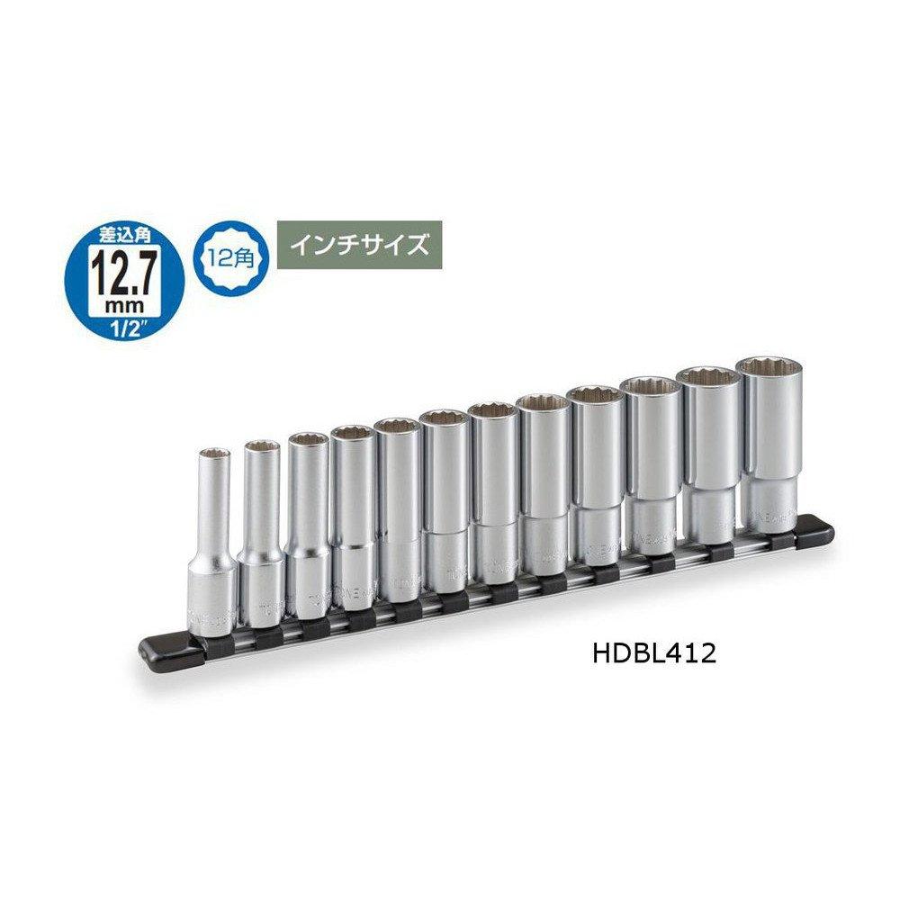 TONE Deep Socket Set with (12-point, Holder) HDBL412, 12.7mm (1/2") Drive, 12-piece Set.