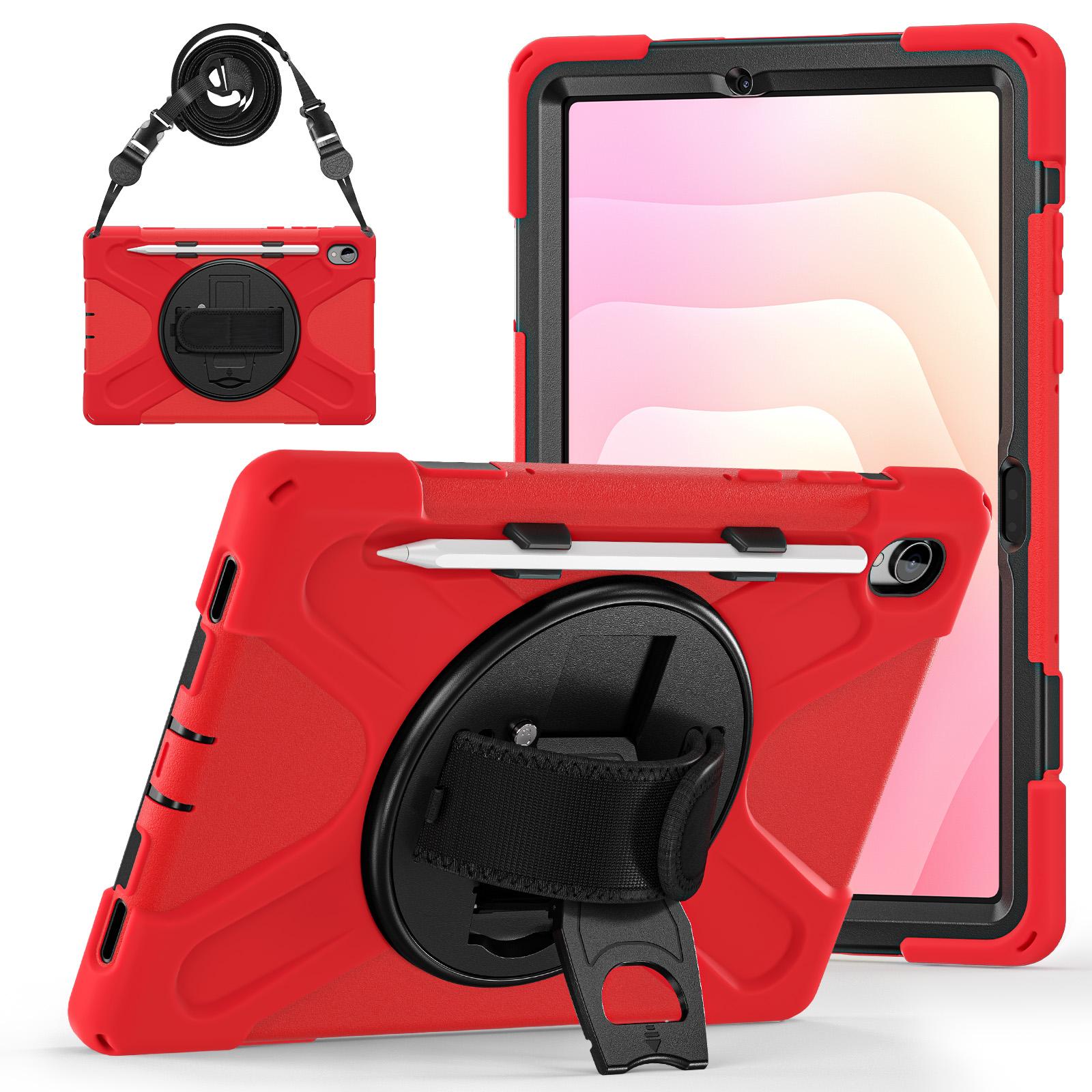 Armored Shockproof Stand Case for Samsung Galaxy Tab S11 SM-X730/ X736/ X736B with Shoulder Strap Palm Band S11 11inch 2025 красный