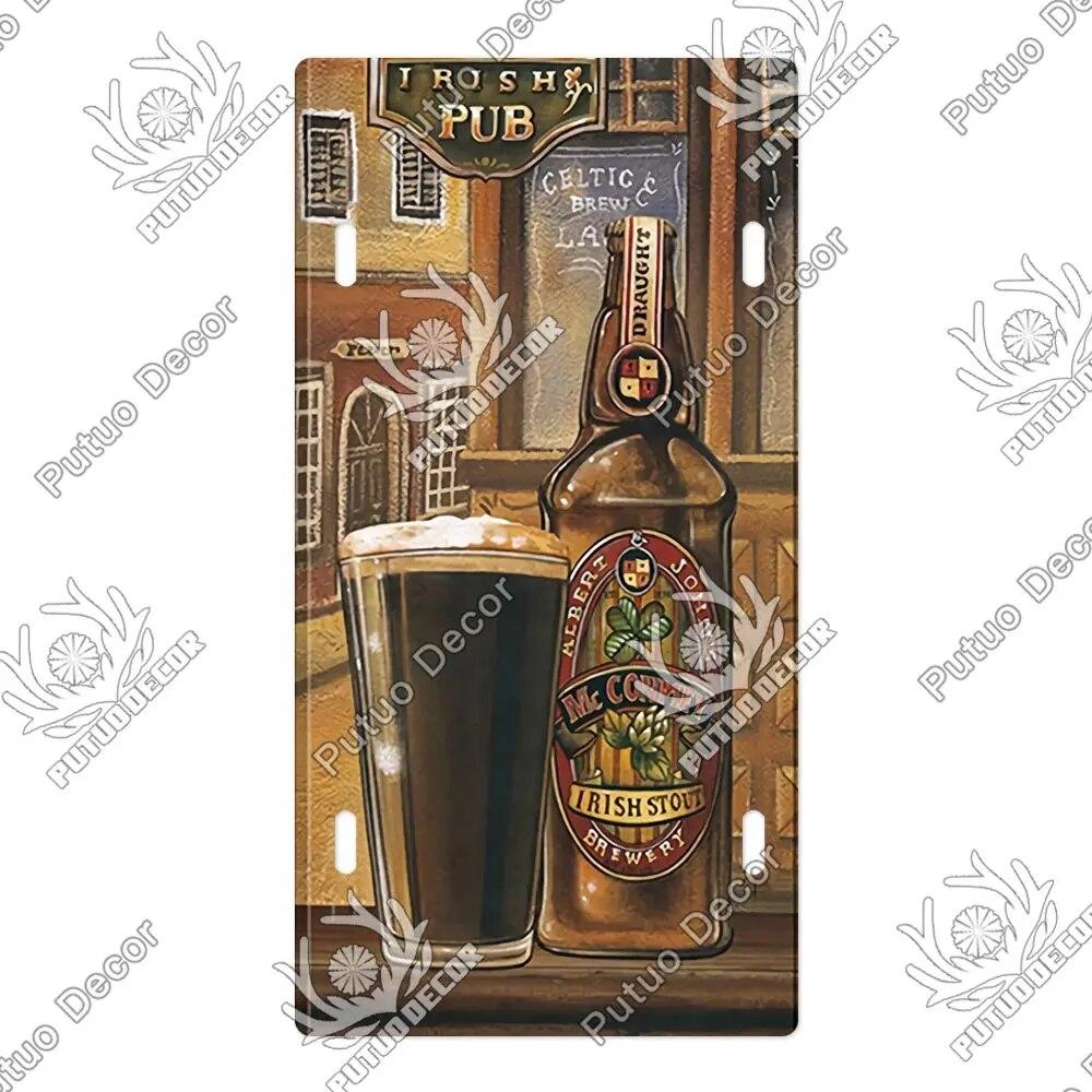 Placa de metal para coquetel Putuo Decor Placa de licença Placa de metal Placa de lata vintage Decoração para Pub Bar Sala de estar Porta Clube Decoração