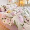 Washed Cotton 4Pcs Dormitory Small Fresh Naked Sleeping 3Pcs Double-Layer Yarn Bed Sheet Quilt Cover