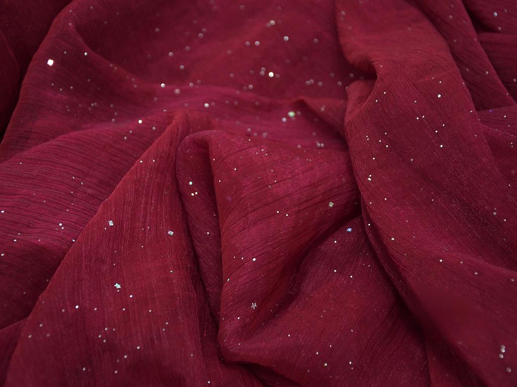 Stars Sequins Pleated Chiffon Fabric Bronzing By The Meter for Clothing Hanfu Dresses Sewing Plain Thin Textile Soft Breathable