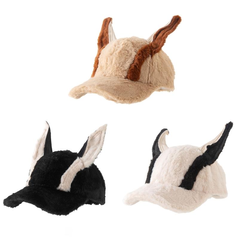 Fashion Dog Ear Baseball Hat for Adult Unisex Furry Plush Baseball Hat for Outdoor Activity Winter Wear Hiphop Hat
