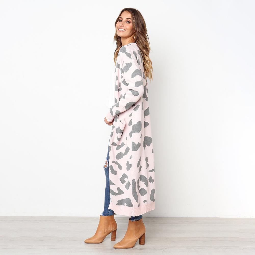 2026 Autumn Leopard Print Open-Front Knitwear Cardigan for Women - European & American Style