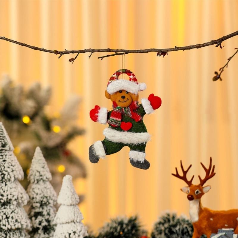 4 Pcs Bear Santa Pendant for Holiday Party Decorations Hanging Ornament Christmas Tree Ornament