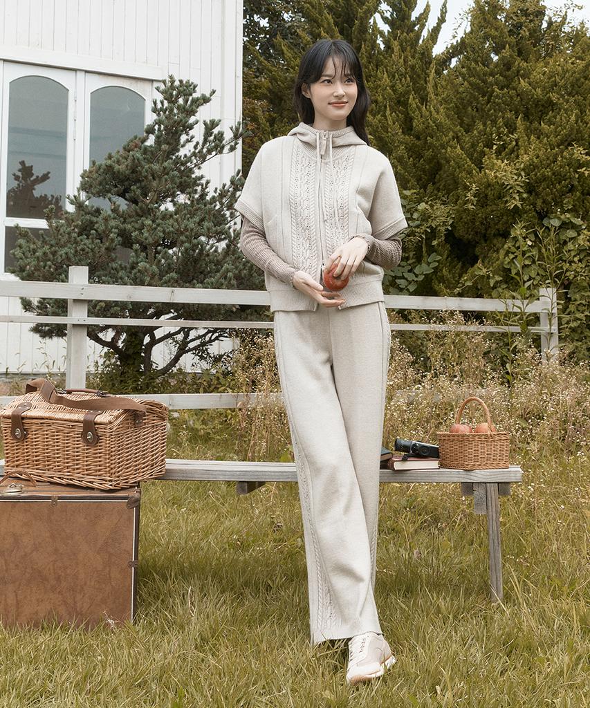 ENNITTUDE Hooded Knit Set (Jacket + Pants)