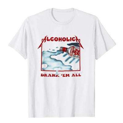 Alcoholic Beverage Print T-shirt Casual Oversized Short Sleeve T-shirt Summer O-collar T-shirt Unisex Fashion Street Pullover