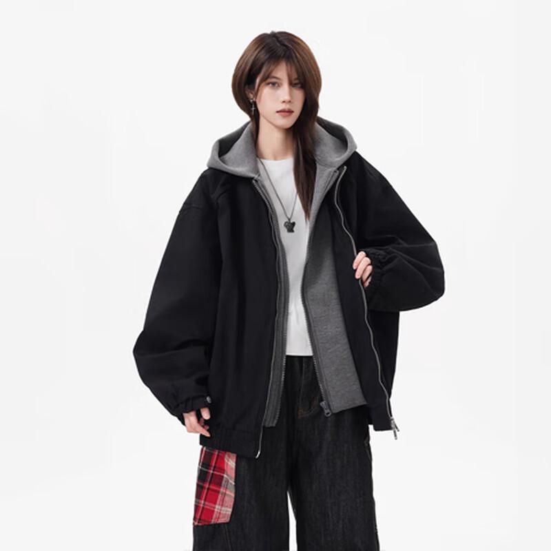 BWKA Unisex Heavyweight Faux Two-Piece Hooded Padded Winter Jacket