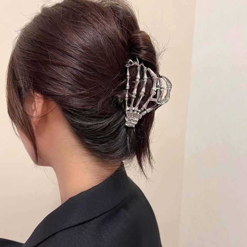 Silver Metal Geometric Shark Hair Clip for Thick Hair