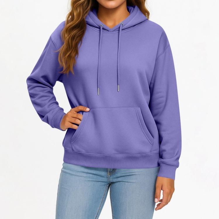 Casual Solid Color Hooded Sweatshirt with Pockets Long Sleeve Pullover Top for Women and Men Adult Fashion