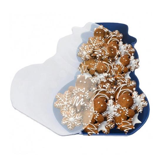 1/2Pcs Christmas Serving Tray with Lid Snacks Cookies Cosmetics Stationery Holiday Container Festive Gift Organizer