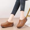 Women PU Leather Platform Shoes Non-slip Half Slippers Fashion Rocker Shoes Wedge Heels Walking Shoes