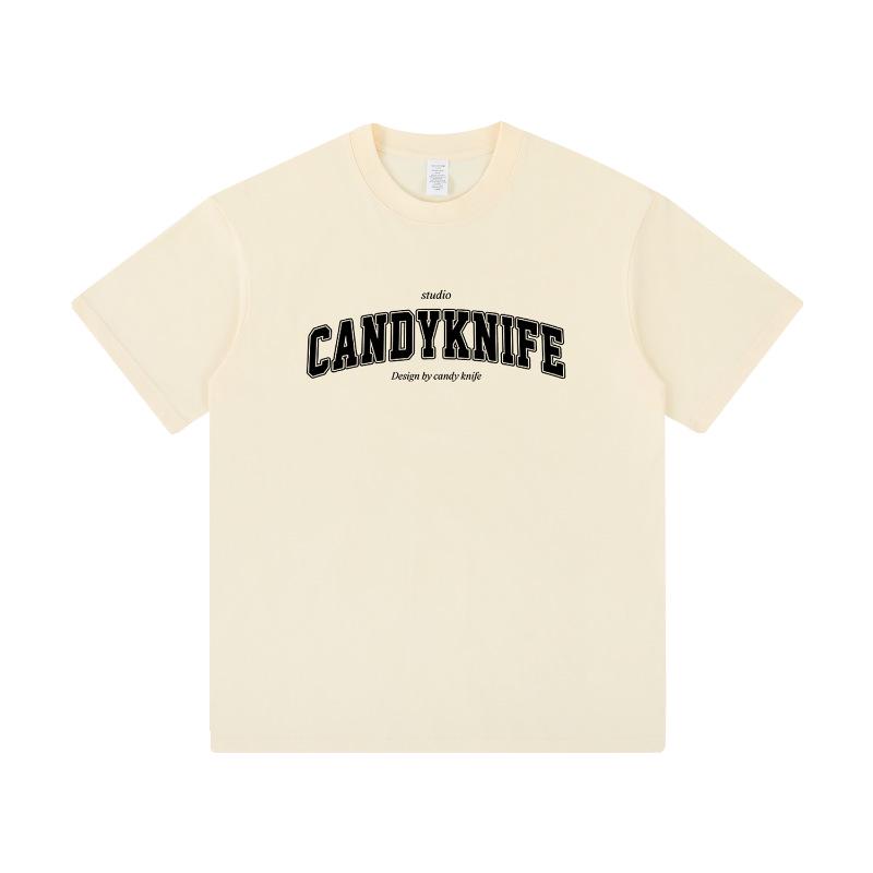 Niche Minimalist Retro Men's Cotton Letter Print T-Shirt - Summer Trendy Loose Fit