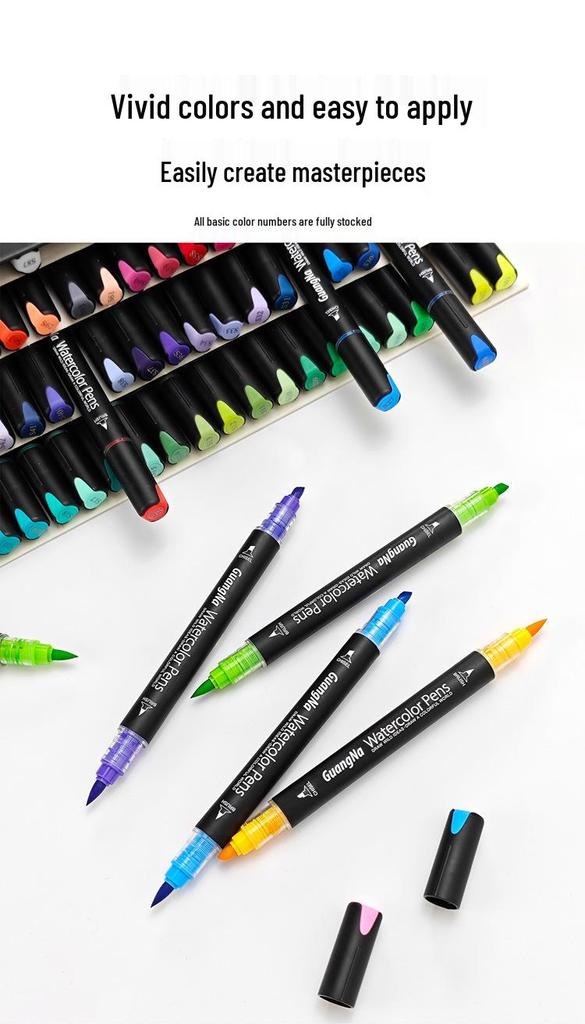 Guangna 8650 Double-Ended Waterproof Acrylic Markers - Soft & Angled Tips for DIY Graffiti & Watercolor Art.