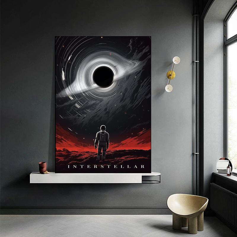 Interesting Galaxy Astronaut Planet Hole Space Canvas Painting Poster Prints Universe Meteorite Abstract Wall Picture Home Decor