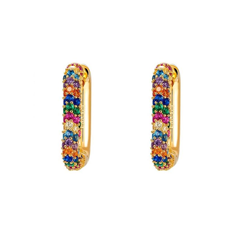 CRMYA Copper Gold Plated Earring Set For Women Color CZ Zircon Piercing Clip Hoop Dangle Earrings For Women Jewelry Wholesale