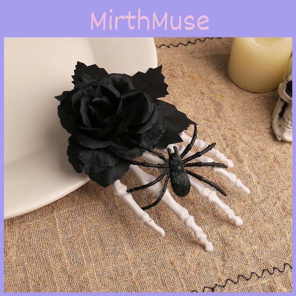 Black Halloween Rose Skull Claw Hair Clip With Spider For Costume Accessories