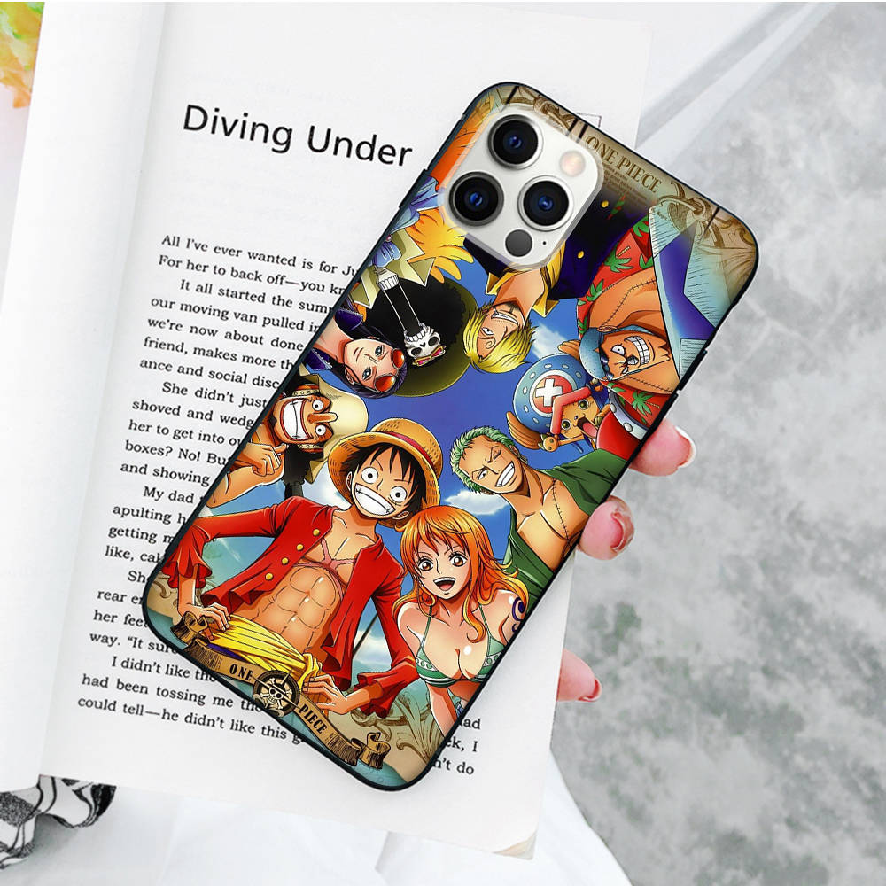 JW59 One Piece Anime Black Soft Case for Samsung Note 20 Lite S24 Ultra S23 A03 A05 A06 A11 A71 A15 A16 A13 A24 A25 A33 A52 A53 A50 M55 M35 Plus