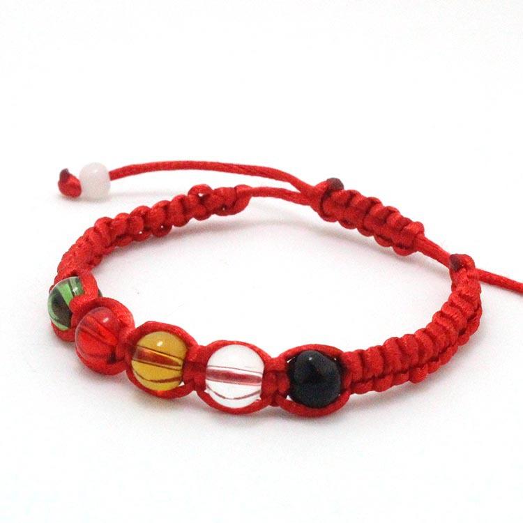 Red Five Colored Bead Rope Weaving Strand Bracelets Woven Handmade Beads Bracelet For Women красный