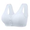 Mid-aged Women Sports Bra Stretchy Fixed Shoulder Strap Front Button Closure Wireless