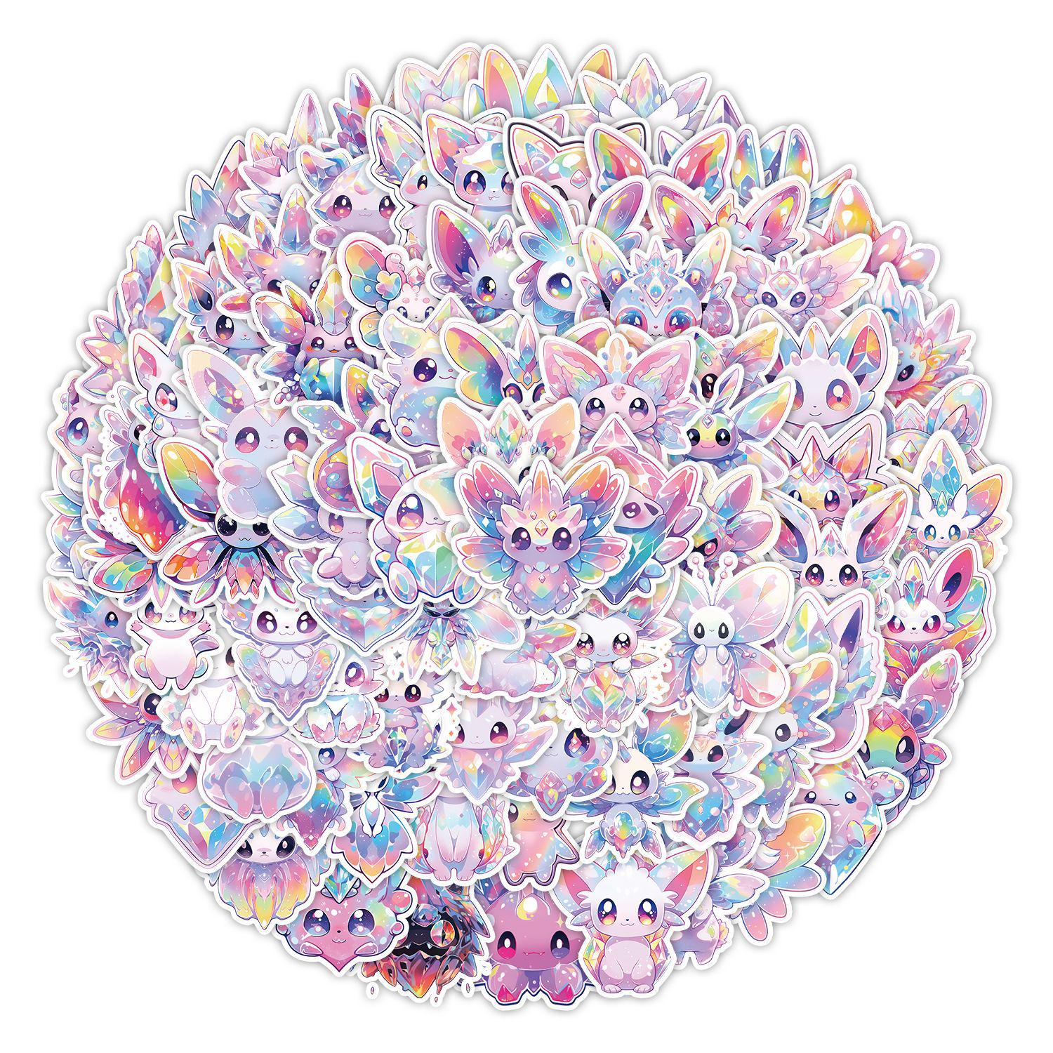 Crystal Small Animal Graffiti Stickers (100 Sheets) - Waterproof Decorative Cartoon Stickers for Car, Phone, Refrigerator