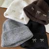 Korean Versatile Thickened Bow Wool Hat Fashionable Casual Big Head Circumference Windproof Warm Hat Autumn and Winter Ear Protection Cold Hat