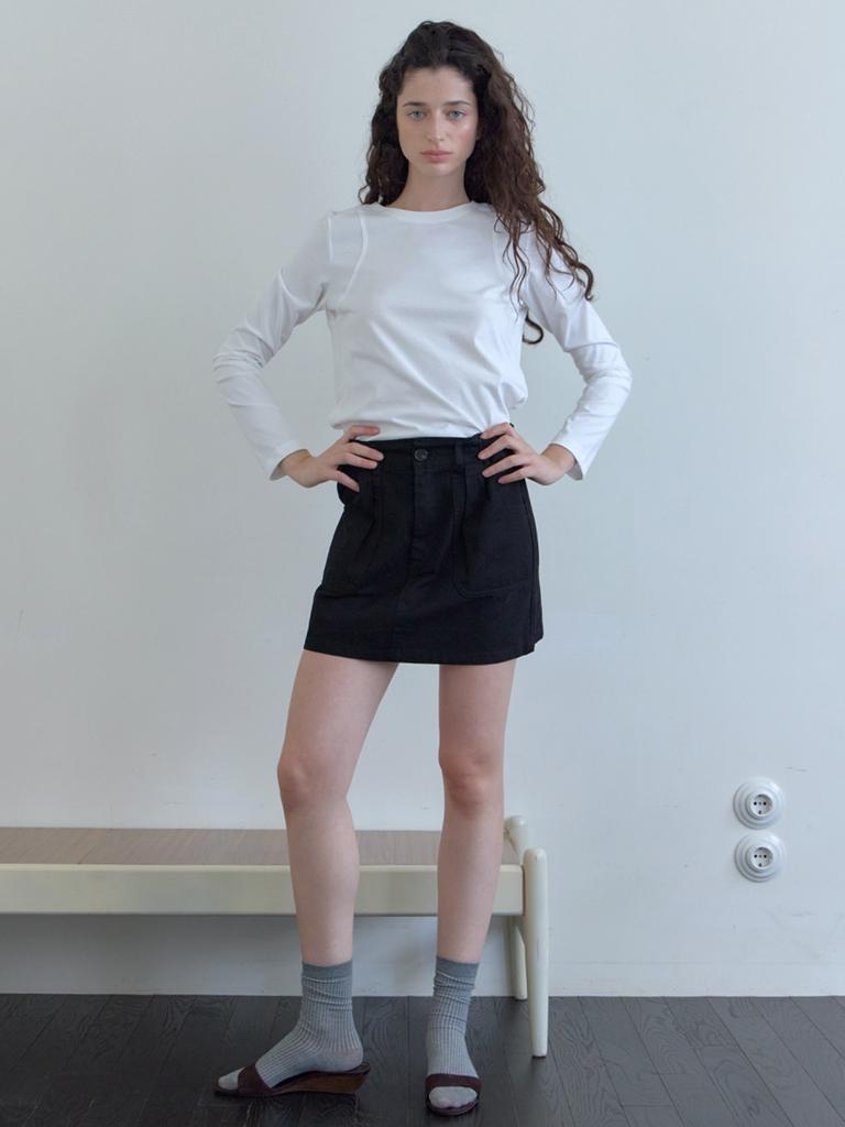 Elssibeui Slim Fit Seam Detail T-Shirt_Ivory