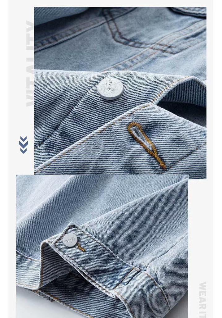 Men's Retro Light Denim Jacket - Trendy Spring/Autumn Casual Loose Fit
