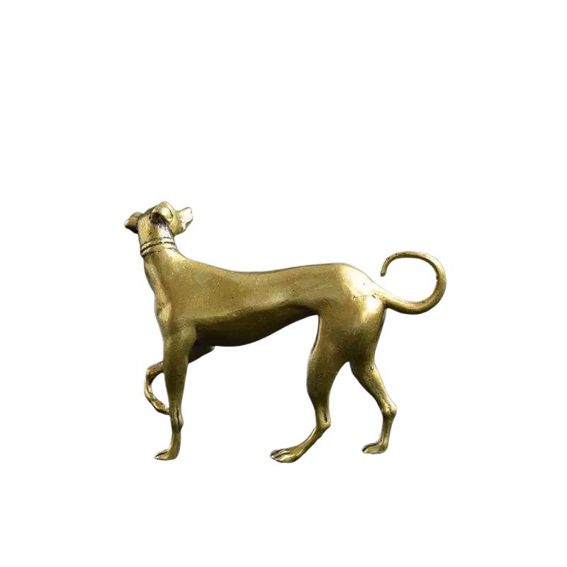 Antique Solid Brass Dog Figurine 1Pcs Copper Miniature Animal Sculpture Modern Home Shelf Display
