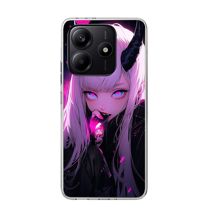 Cartoon Cool Demon Girl Phone Case For Xiaomi Redmi Note 15 14 13 12S 12 Pro Plus 11S 11E 11 11T 10S 10 Art Soft Pattern Cover R