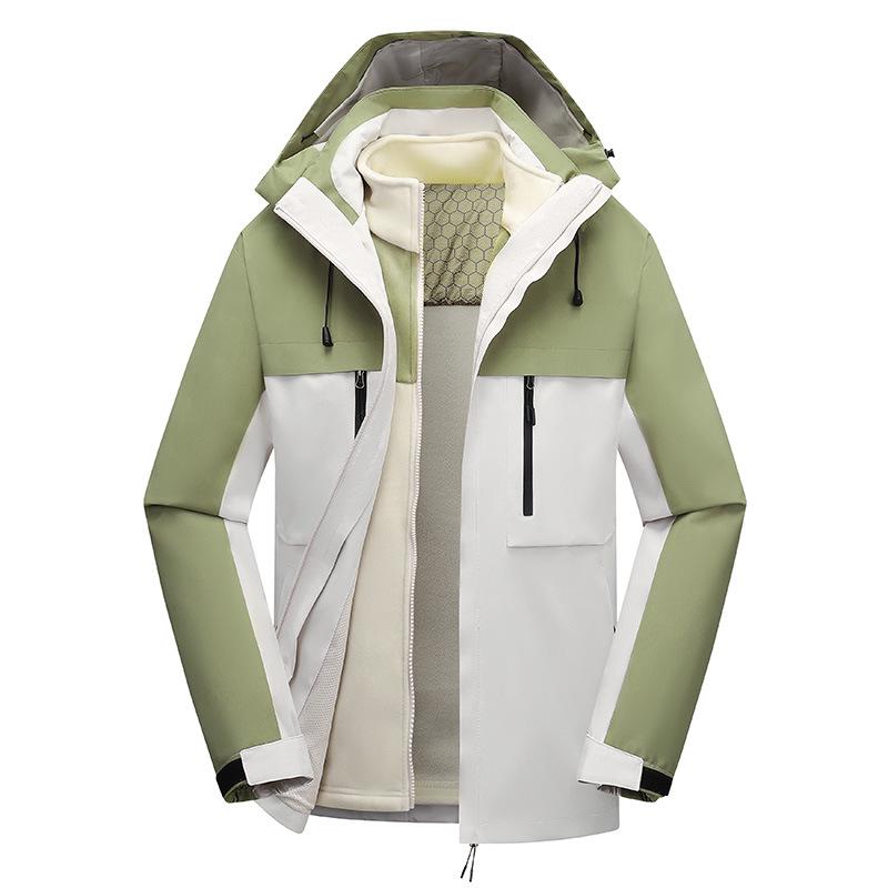 Personalized Windproof 3-in-1 Jacket: Solid Color, Custom Logo, Unisex Design, Thick Workwear