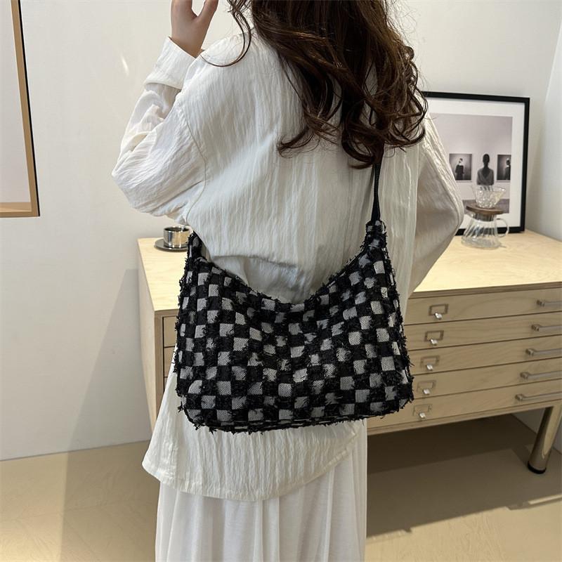 Stilvolle 2024 Neue Canvas Schulter-Crossbody-Tote-Tasche Trendige Handtasche mit großem Fassungsvermögen