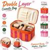 Wiederverwendbare Doppellagige Kosmetiktasche Glänzendes PVC Make-up-Organizer Gestreift Wasserdichte Kulturtasche Damen