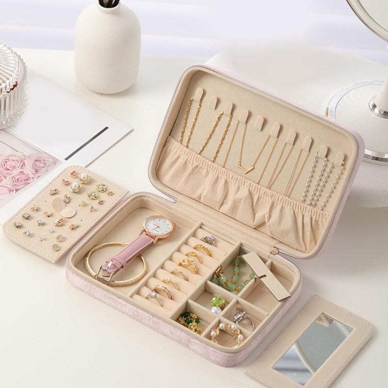 Plush Jewelry Organizers Case Practical and Stylish Jewelry Organization Case for Daily and Travel Essential